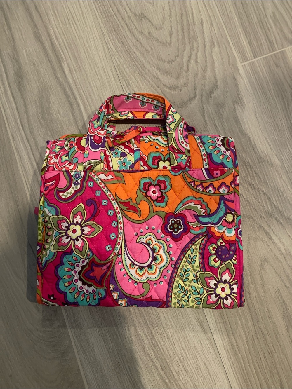 Vera Bradley Quilted Cosmetic Tote - Pink, Orange & Turquoise Paisley